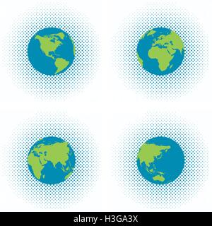 vector dotted backgrounds with earth globe Stock Vector