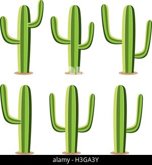 vector set of green desert cactuses Stock Vector