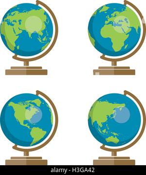 vector collection of school earth globes icons for geography illustration Stock Vector