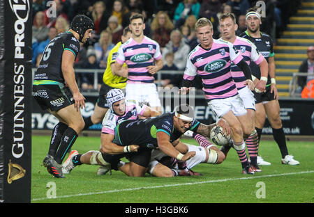 Ospreys v Cardiff Blues, Guinness Pro 12 Rugby Match, 7th October 2017, The Liberty Stadium, Swansea Stock Photo