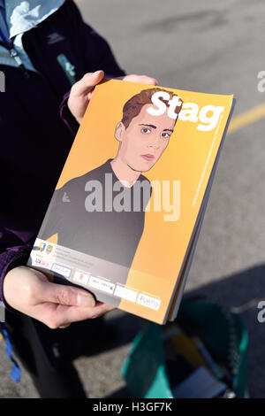 Mansfield, Nottinghamshire, UK. 08th Oct, 2016. Notts County football fans arrive at Field Mill ahead of todays local league two derby against Mansfield town. Credit:  Ian Francis/Alamy Live News Stock Photo