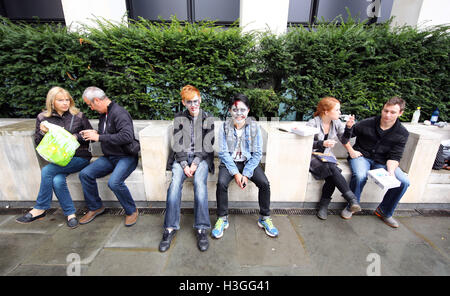 London, UK. 8th Oct, 2016. Participants dressed as undead zombies for World Zombie Day in London Credit:  Paul Brown/Alamy Live News Stock Photo