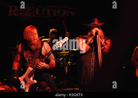 USA. 8th October, 2016. Texas band “Texas Hippie Coalition” or “THC” played Friday night October 9th at Little Rock's Revolution Room with a heavy theme involving the liberal use of marijuana Credit:  michael stephenson/Alamy Live News Stock Photo