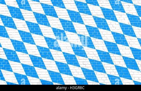 Bavarian official flag, symbol, banner, element. Oktoberfest checkered background with blue and white rhombus. Flag of Bavaria Stock Photo