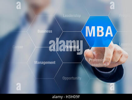 Choosing MBA Master of Business Administration program for outstanding career Stock Photo