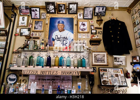 New York City,NY NYC Brooklyn,Williamsburg,City Reliquary Museum,interior inside,nonprofit heritage,artifacts,collection,seltzer bottles,Jackie Robins Stock Photo