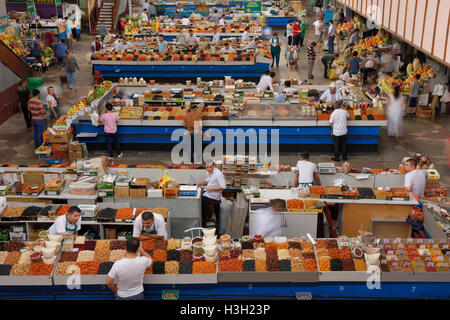 Overview of dry produce section at Green Bazaar Almaty Kazakhstan Stock Photo