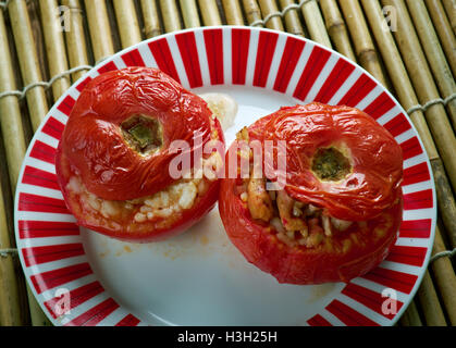 Etli Domates Dolması  tomato  stuffed with meat and rice. Middle East cuisine Stock Photo