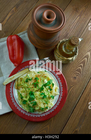 Garlic Butter Spaghetti with Zucchini Noodles.  from Tuscany Stock Photo