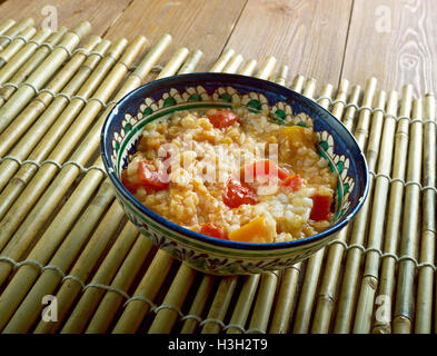 Schurbat Adas Ma Qar - Iraqi  Lentil Pumpkin Soup Stock Photo