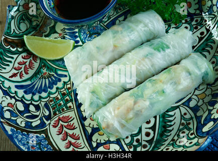 Portion of spring rolls .traditional japanese food. Stock Photo