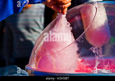 delicious cotton candy is hot prepared for children Stock Photo