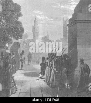 LONDON Relieving guard, Duke of York's Column 1863. Illustrated London News Stock Photo