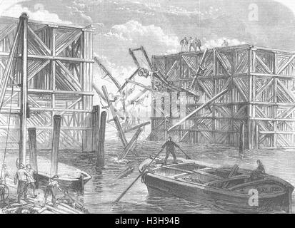 LONDON Blackfriars rail bridge accident 1863. Illustrated London News Stock Photo