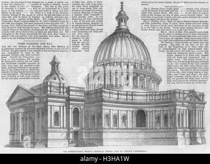 LONDON St Paul's Cathedral, Wren's original model 1865. Illustrated London News Stock Photo