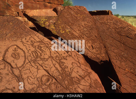 Aboriginal petroglyphs Stock Photo