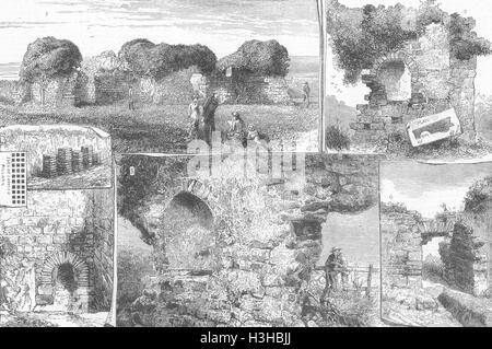 CUMBS Roman Remains, Walls Castle, Cumberland 1882. The Graphic Stock Photo