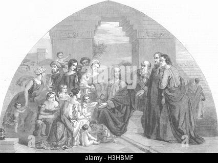 RELIGIOUS Christ blessing little children 1852. Illustrated London News Stock Photo