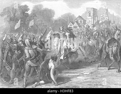 RICHARD II Appeal to mob after Wat Tyler's death 1846. Illustrated London News Stock Photo