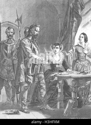 ROYALTY Abdication of Mary Queen Scots 1855. Illustrated London News Stock Photo