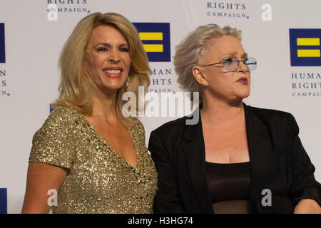 Actress Sharon Gless (r) on the red carpet at the 2016 HRC National Dinner on September, 10, 2016 in Washington D.C.. Stock Photo