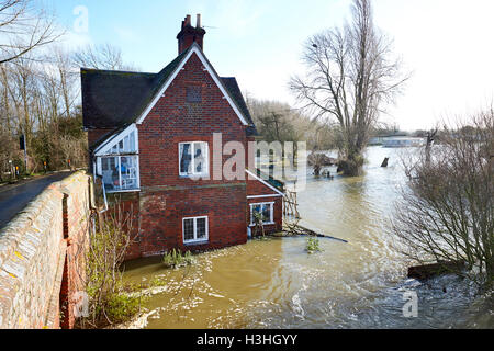General view of floods in Clifton Hampden Stock Photo