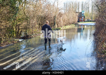 General view of floods in Clifton Hampden Stock Photo