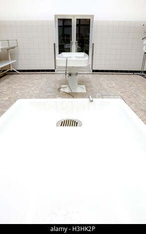 Autopsy antique tables in the morgue in clinic Stock Photo