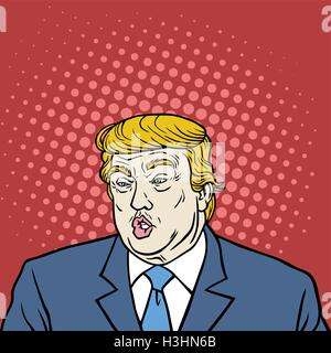 Donald Trump Pop Art Caricature Portrait Vector Stock Vector