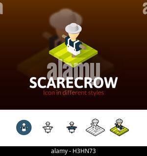 Scarecrow icon in different style Stock Vector