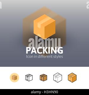 Packing icon in different style Stock Vector