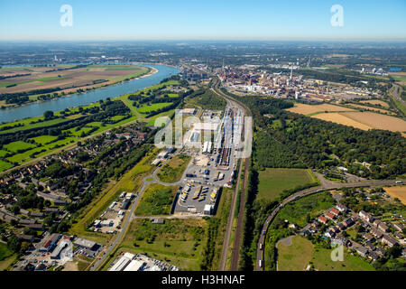 Aerial view, Logport III, container terminal, container loading, Port of Duisburg company, Rhine, Duisburg, Ruhr area, Stock Photo