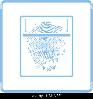 Fingerprint scan icon. Blue frame design. Vector illustration. Stock Vector