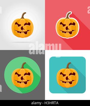 halloween pumpkin flat icons vector illustration isolated on background Stock Vector