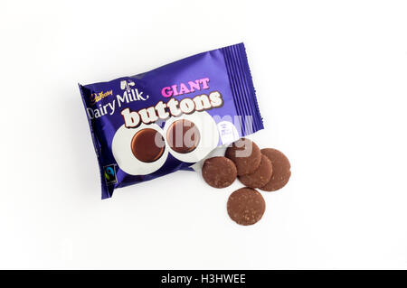 A packet of Cadbury's Dairy Milk chocolate Giant Buttons. Stock Photo