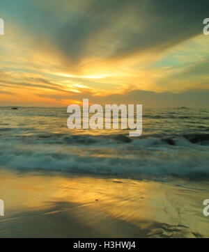 Abstract photo of sun set on a beach with motion blur and movement Stock Photo
