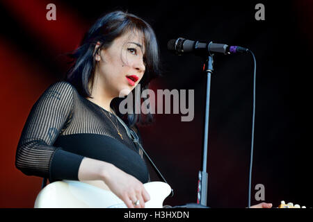 BARCELONA - MAY 29: Dum Dum Girls (American rock band from Los Angeles) in concert at Heineken Primavera Sound 2014. Stock Photo