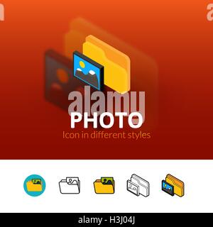 Photo icon in different style Stock Vector