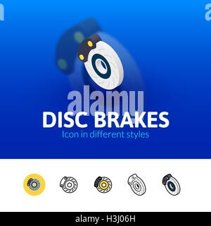 Disc brakes icon in different style Stock Vector