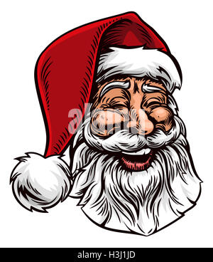 Retro original Santa Claus Christmas illustration in vintage woodcut style Stock Photo