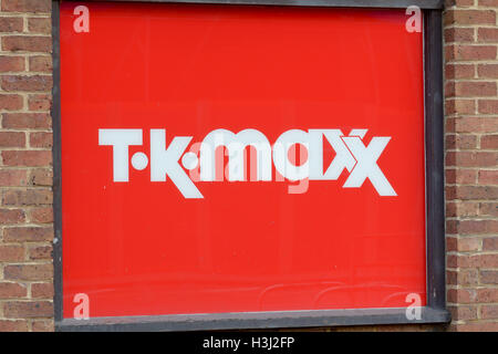 TK Maxx sign in shop window Stock Photo