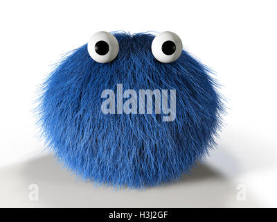 3d cute blue furry monster. Stock Photo