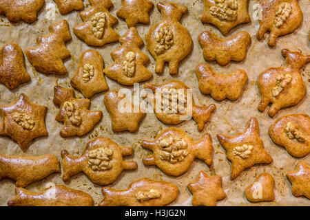 Freshly baked Ginger bread on baking tin Stock Photo