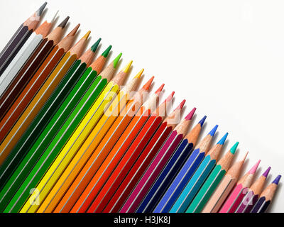 colored pencils in a row Stock Photo