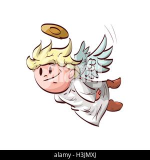 Colorful vector illustration of a cute flying angel Stock Vector