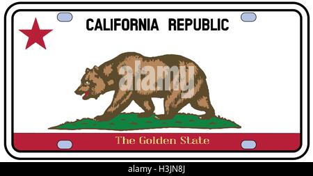 california license plate in the colors of the state flag with the