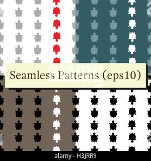 Vector seamless turtle patterns set Stock Vector