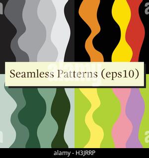 Seamless lines patterns set in different colors. Good for textile, package or other decoration. Stock Vector