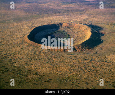 Wolfe Creek meteor crater, aerial photograph, Stock Photo