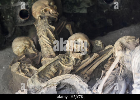 The Roman ruins, Bodies and Frescoes of Herculaneum near Pompeii, Italy Stock Photo